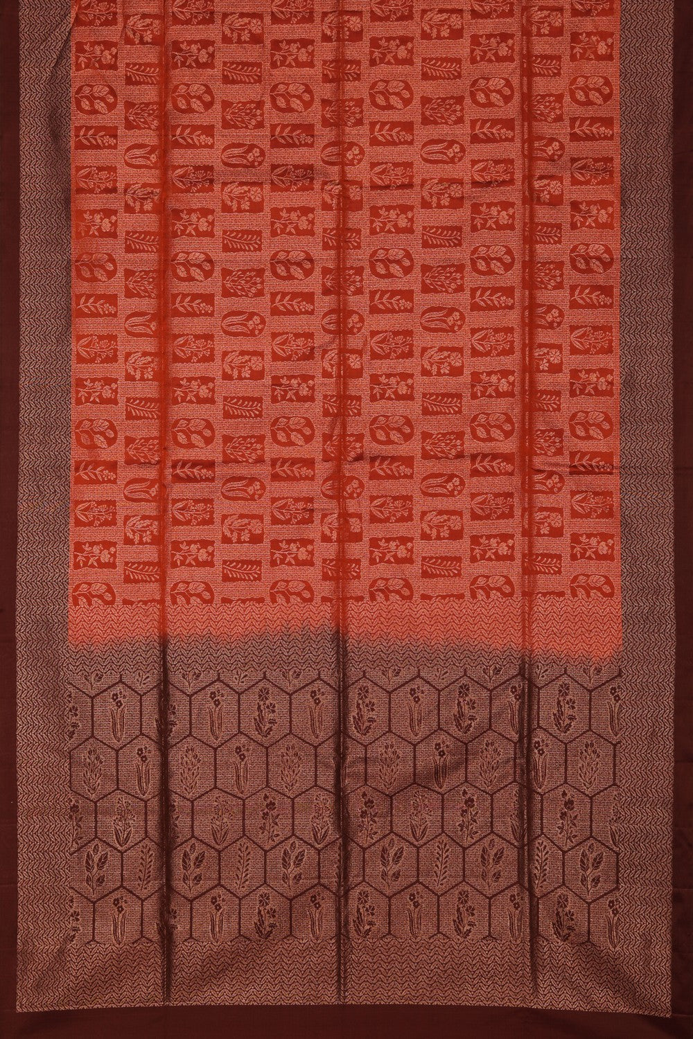 Image of South Silk Rust Orange Saree